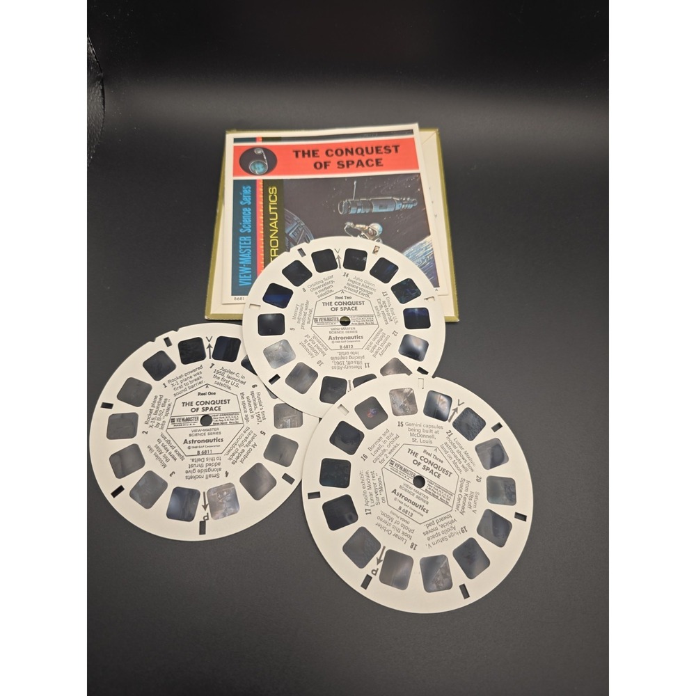 1968 Conquest of Space View Master 3 Reel Set & Book Packet B681 Astronautics - Picture 3 of 3